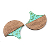 Transparent Resin & Walnut Wood Pendants RESI-S389-046A-B02-2