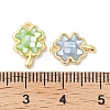 Rack Plating Brass & Shell Clover Charms with Epoxy Resin KK-K380-01G-3