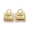 Brass Micro Pave Clear Cubic Zirconia Charms KK-Z024-03G-1
