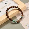 Round Natural Wood Beads Stretch Bracelets BJEW-JB05554-05-4