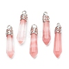 Bullet Cherry Quartz Glass Pointed Pendants G-E332-C30-2