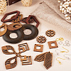 DIY Walnut Wood Hollow Geometric Dangle Earrings Making Kit DIY-TA0009-18-6