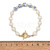 Natural Cultured Freshwater Pearl & Handmade Porcelain & Non-magnetic Synthetic Hematite Beaded Bracelets for Women BJEW-JB13964-4