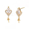 Brass Micro Pave Clear Cubic Zirconia Earring Findings KK-S356-438-NF-1