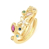 Brass Pave Cubic Zirconia Cuff Open Rings CU-CBACDF6-09G-03-4