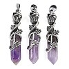 Natural Amethyst Faceted Double Termimal Pointed Big Pendants G-P547-03AS-04A-1