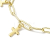 Golden 304 Stainless Steel Charm Bracelets with Brass Paperclip Chains BJEW-JB10031-03-3