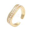 Rack Plating Brass Micro Pave Cubic Zirconia Open Cuff Rings for Women RJEW-B064-11G-1
