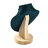 Bust Shaped Microfiber & Wood Jewelry Necklace & Earrings Display Stands NDIS-H042-01A-01-2