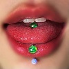304 Stainless Steel with Acrylic Round Ball Straight Barbell Tongue Rings FS-WG99CB2-05-1