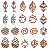 CHGCRAFT 20Pcs 10 Style Natural Walnut Wood Pendants WOOD-CA0001-60-1