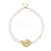 Plating Acrylic Couch Pendant ABS Plastic Imitation Pearl Round Beaded Necklaces for Women NJEW-JN06463-3