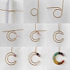 7 Chakra Round Mixed Stone Copper Wire Wrapped Moon Pendants PALLOY-TA00401-01-5