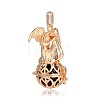 Golden Plated Brass Hollow Round Cage Pendants KK-J249-04G-2
