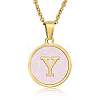 Natural Shell Initial Letter Pendant Necklace LE4192-24-1