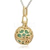 Golden Tone Brass Hollow Round Cage Pendants KK-J226-09G-2