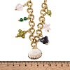 Electroplated Natural Shell & Glass Flower Butterfly Pendant 304 Staniless Steel Chain Necklaces for Women NJEW-A063-14G-4