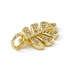 Brass Micro Pave Clear Cubic Zirconia Leaf Charms X-ZIRC-F132-62G-3