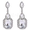 Brass Rhinestone Dangle Stud Earrings FS-WG9D6B6-01-1