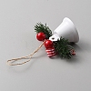 Christmas Iron Bell with Plastic Leaf Hanging Decorations FIND-WH0126-146A-2