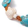 Synthetic Turquoise Sea Turtle Braided Bead Bracelet BJEW-JB10036-01-3