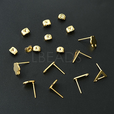 16Pcs 4 Styles 201 Stainless Steel Stud Earring Findings with Hole EJEW-FS0001-15-1