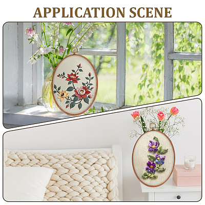 PP & PVC Plastic Imitation Wood Cross Stitch Embroidery Hoops DIY-WH20055-058B-03-1