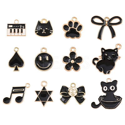 12Pcs 12 Styles Alloy Pendants ENAM-YW0006-93-1