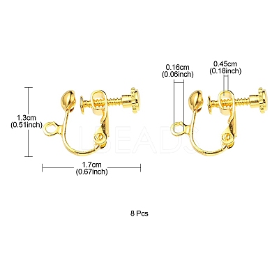 Rack Plated Brass Screw Clip-on Earring Findings KK-YW0001-10G-1