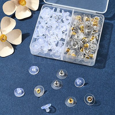 Brass Bullet Clutch Bullet Clutch Earring Backs with Pad KK-FS0001-43-1