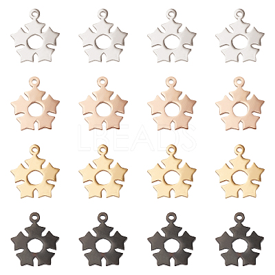 16Pcs 4 Colors 201 Stainless Steel Pendants STAS-UN0030-78-1