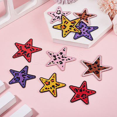 10Pcs 10 Styles Polyester Leopard Print Embroidery Cloth Iron on/Sew on Patches PATC-TA0001-58-1