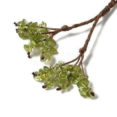 Natural Green Fluorite Braided Bead Pendant Necklacess NJEW-K258-05E-1