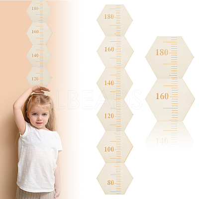 Hexagon Wood Measuring Growth Chart Rulers TOOL-WH0136-124B-1