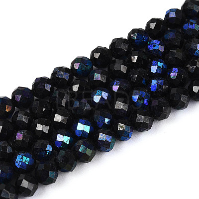 AB Color Plated Natural Black Spinel Beads Strands G-T144-B07-03-1
