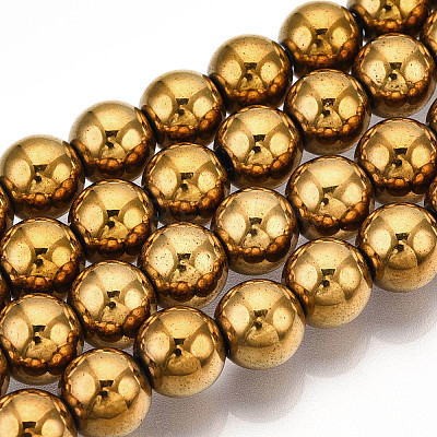 Non-magnetic Synthetic Hematite Beads Strands G-S096-8mm-2-1