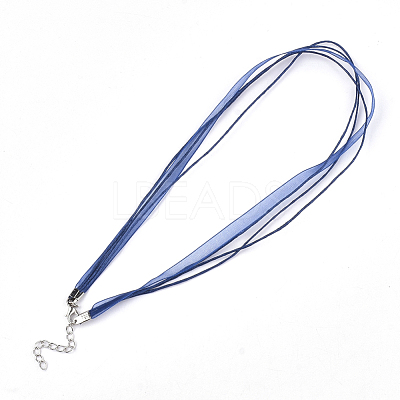 Waxed Cord and Organza Ribbon Necklace Making NCOR-T002-227-1