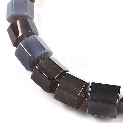 Natural Grey Agate Hexagon Prism Graduated Beaded Necklaces for Women Men NJEW-K388-03K-1