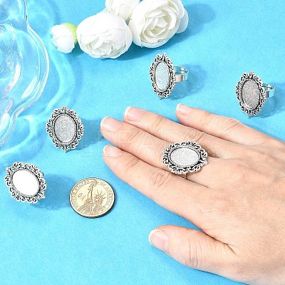 Vintage Adjustable Iron Finger Ring Components Alloy Cabochon Bezel Settings LS-X-PALLOY-Q300-09AS-NR-1