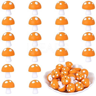 20Pcs Mushroom Silicone Focal Beads JX901E-1
