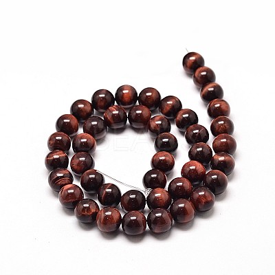Natural Red Tiger Eye Round Bead Strands G-G735-11-8mm-1