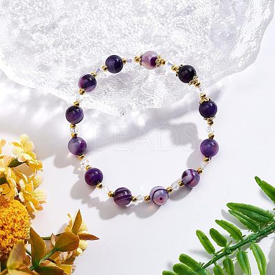 2 Strands Natural Striped Agate/Banded Agate Bead Strands G-OC0002-24-1