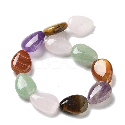 Natural Amethyst & Quartz Crystal & Green Aventurine & Rose Quartz & Red Agate & Tiger Eye Beads Strands G-P528-L13-01-1