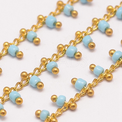 3.28 Feet Handmade Seed Beaded Chains X-AJEW-P061-B01-1