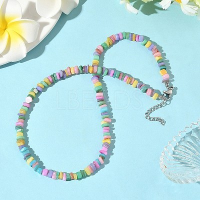Natural Dyed Freshwater Shell Colorful Nuggets Beaded Necklaces for Women NJEW-JN05434-1