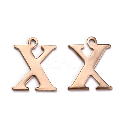 Ion Plating(IP) 304 Stainless Steel Alphabet Charms STAS-H122-X-RG-1