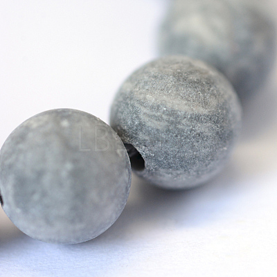 Frosted Natural Polychrome Jasper/Picasso Stone/Picasso Jasper Beads Strands X-G-E334-8mm-24-1