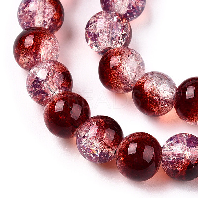 Transparent Crackle Baking Paint Glass Beads Strands DGLA-T003-01B-07-1