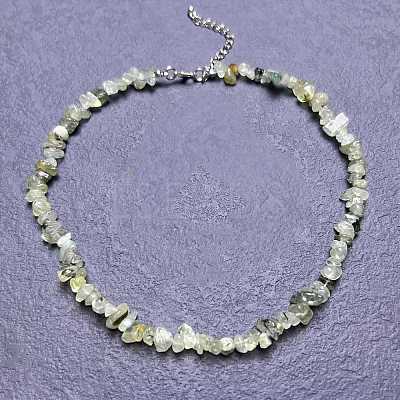 Natural Prehnite Chip Beaded Necklaces for Women IW6789-57-1