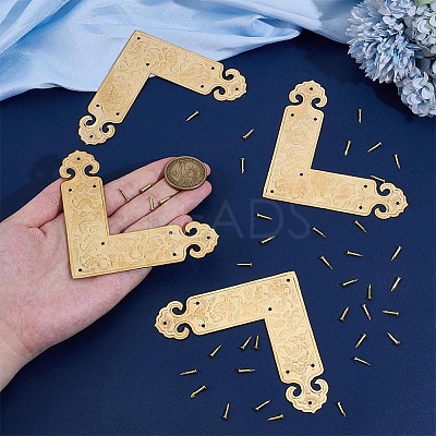 4Pcs Brass Corner Protector for Cabinet Furniture KK-PH0014-18G-1